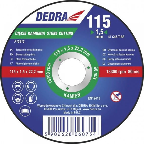 Dedra vágókorong 230x3.2x22.2 mm kőhöz lapos