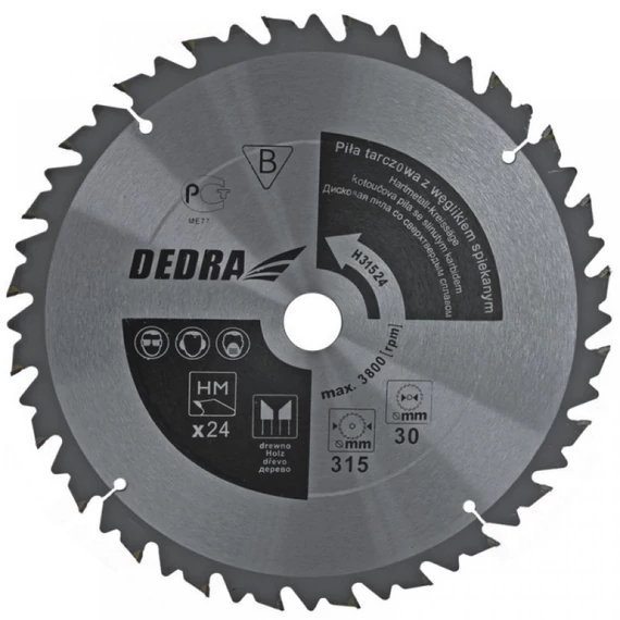 Dedra körfűrészlap 300x30 mm Z24 keményfémlapkás fához ütközővel