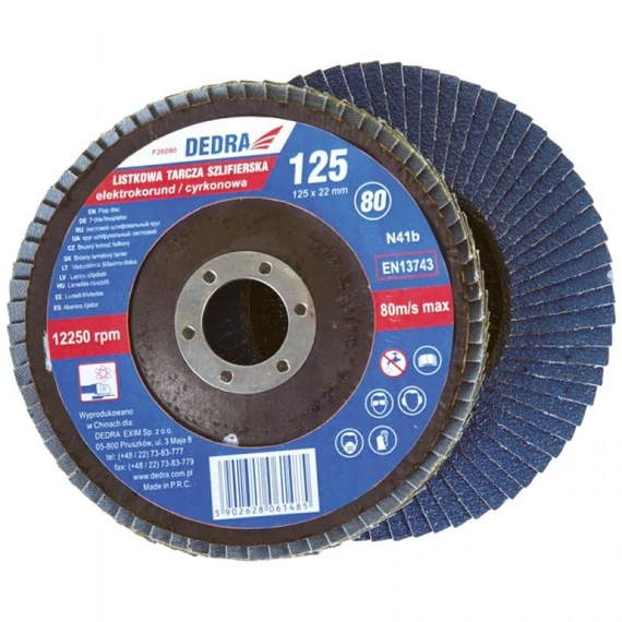 Dedra lamellás csiszoló 125x22 mm P80 Inox