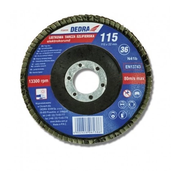Dedra lamellás csiszoló 115x22.2 mm P80