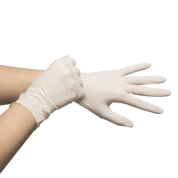 Védőkesztyű latex L-es méret 10 db