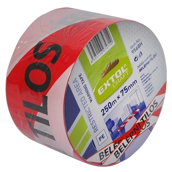 Jelölő szalag piros-fehér 75 mm x 250 m