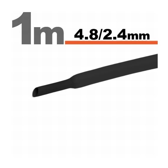 Zsugorcső fekete 4,8 / 2,4 mm