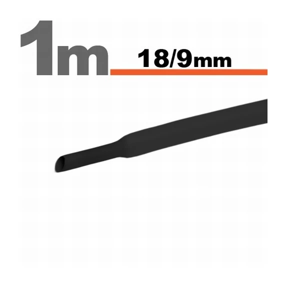 Zsugorcső fekete 18 / 9 mm