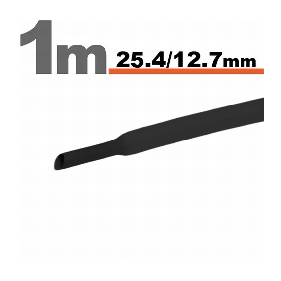 Zsugorcső fekete 25,4 / 12,7 mm