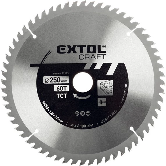 Extol körfűrészlap 250x30x3.1 60T keményfémlapkás