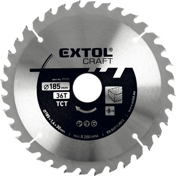 Extol körfűrészlap 185x30x2.7 36T keményfémlapkás
