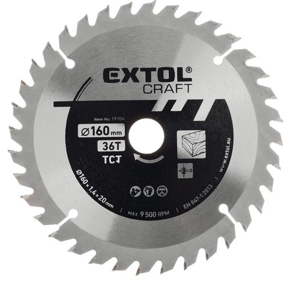 Extol körfűrészlap 160x20x2.7 36T keményfémlapkás