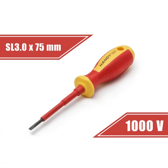 Csavarhúzó lapos 0,5x3.0x75 mm szigetelt