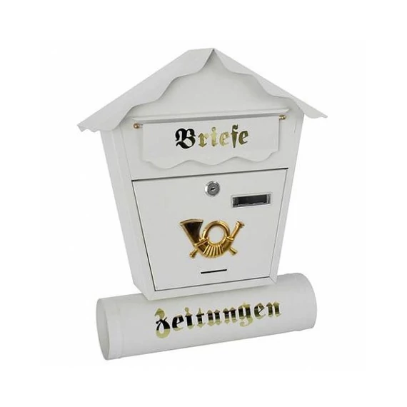 Postaláda házikó+újságtartó fehér