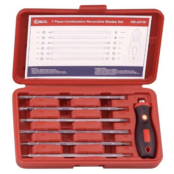 Genius lapos, philips, pozidriv, lyukas torx bit készlet 6 db