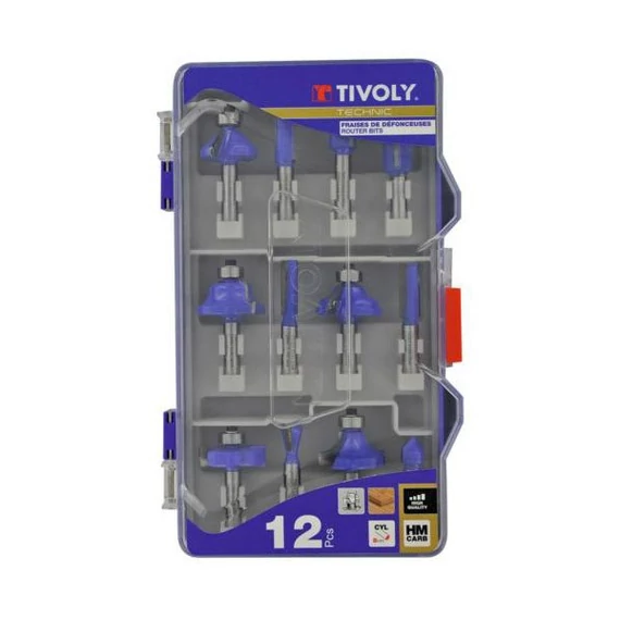 Tivoly TECHNIC felsőmaró készlet 12 részes fához d8 mm szárral