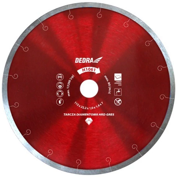 Dedra gyémánt vágótárcsa 180x22,2 mm kemény kerámiához