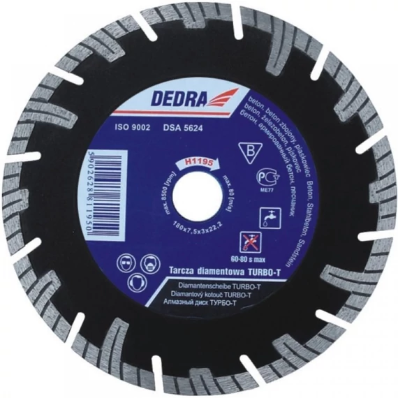 Dedra gyémánt vágótárcsa 350x25,4 mm Turbo-T