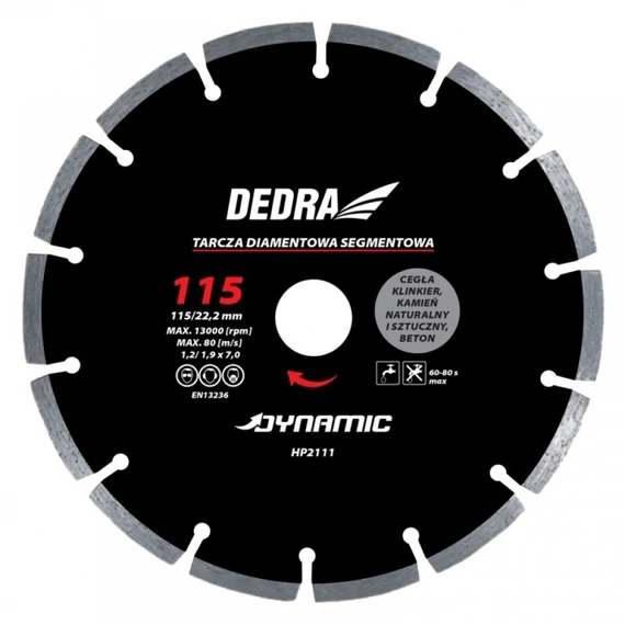 Dedra gyémánt vágótárcsa 230x22,2 mm szegmentált Dynamic