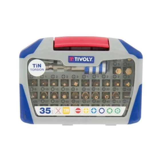 Tivoly lapos, philips, pozidriv, torx, lyukas torx, imbusz bit készlet 35 db