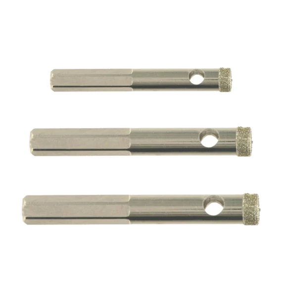 Gyémántfúró készlet o8-10-12 mm 3 db vizes, fúróvezető nélkül