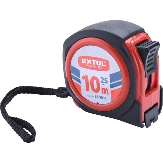 Extol mérőszalag 10 m 25 mm gumírozott, 1 stoppos