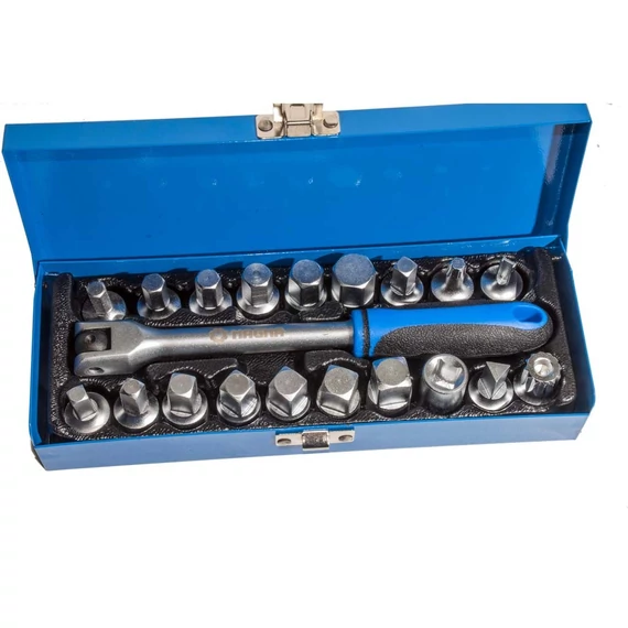 Olajleeresztő dugókulcs készlet 20 db-os 3/8"