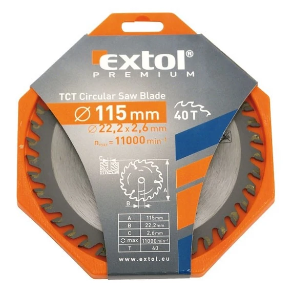 Extol körfűrészlap 115x22.2x2.6 40T keményfémlapkás