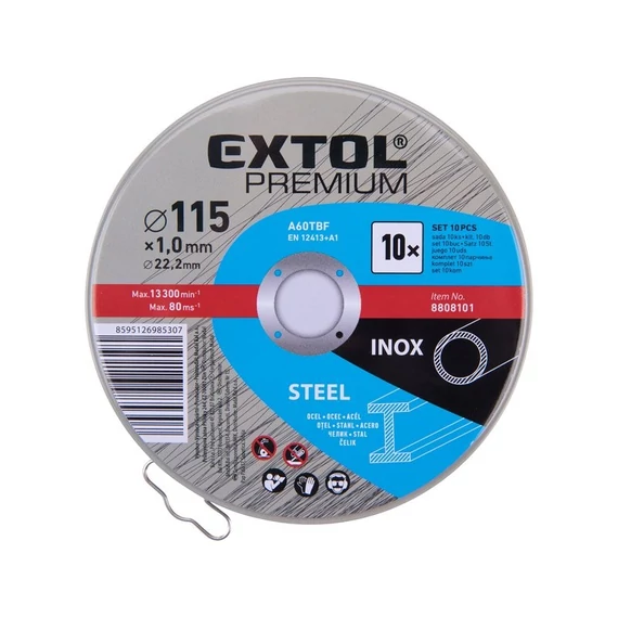 Extol vágókorong 115x1,0x22,2 mm inox 10 db