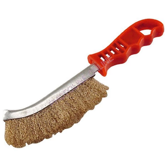 Drótkefe hajlított 240 mm réz műanyag nyéllel
