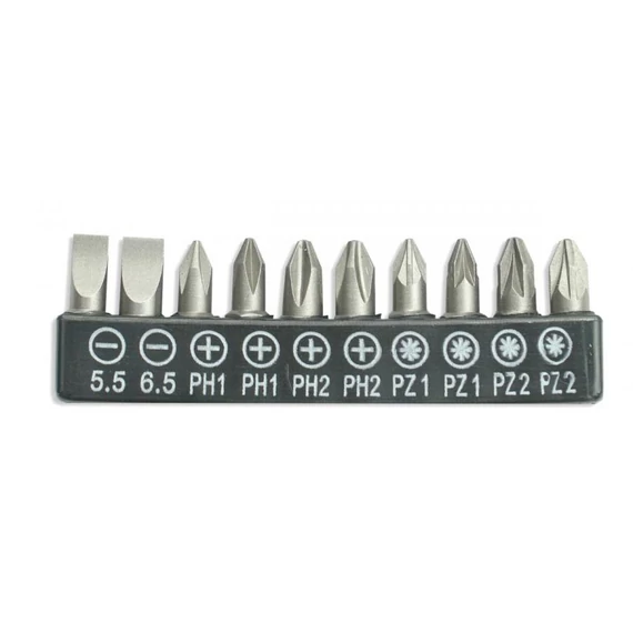 Dedra lapos, philips, pozidriv bit készlet 10 db