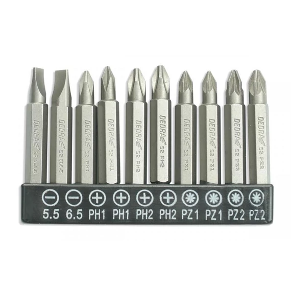 Dedra philips, pozidriv, lapos bit készlet 10 db
