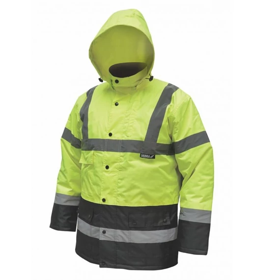 Dedra bélelt dzseki sárga fényvisszaverős "parka" XXXL méret