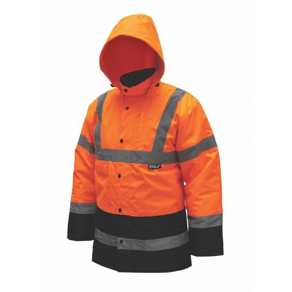 Dedra bélelt dzseki narancssárga fényvisszaverős "parka" XL méret