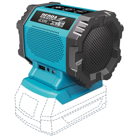 Dedra akkumulátoros hangszóró 18 V Bluetooth kapcsolattal, akkumulátor nélkül