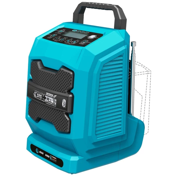 Dedra akkumulátoros rádió 18 V Bluetooth kapcsolattal, akkumulátor nélkül