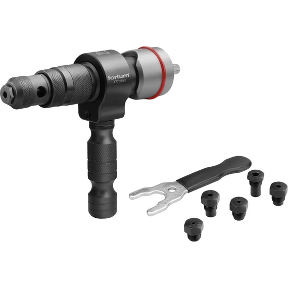 Fortum popszegecs adapter készlet fúrógéphez 2,4-3,2-4,0-4,8-6,0-6,4 mm