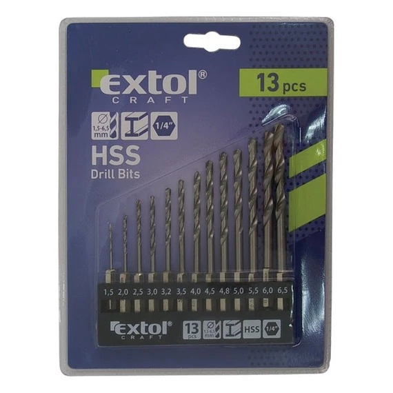 Extol csigafúró készlet O1.5-6.5 mm 13 db BIT befogással