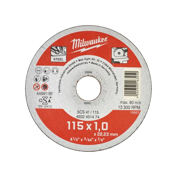 Milwaukee SCS 41/115 vágókorong 115x1 mm fémhez