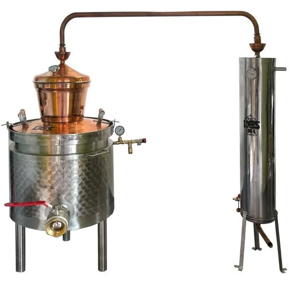 Duplex 100 L-es duplafalú pálinkafőző elektromos fűtéssel 30 L inox csőköteges h