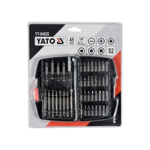 Yato lapos, philips, pozidriv, imbusz, torx, négyzetes bit készlet 45 db