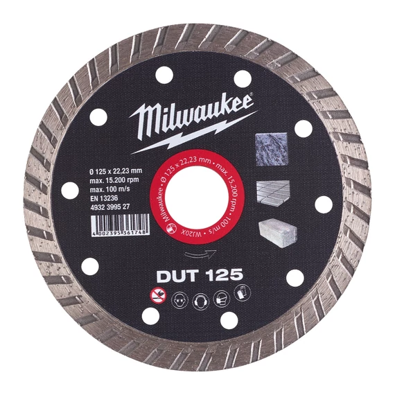 Milwaukee DUT 125 gyémánt vágótárcsa 125x2,3/10x22,2 mm turbo