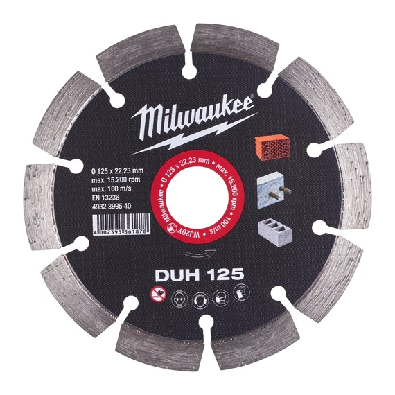 Milwaukee DUH 350 gyémánt vágótárcsa 125x2.3/10x22.2 mm szegmentált