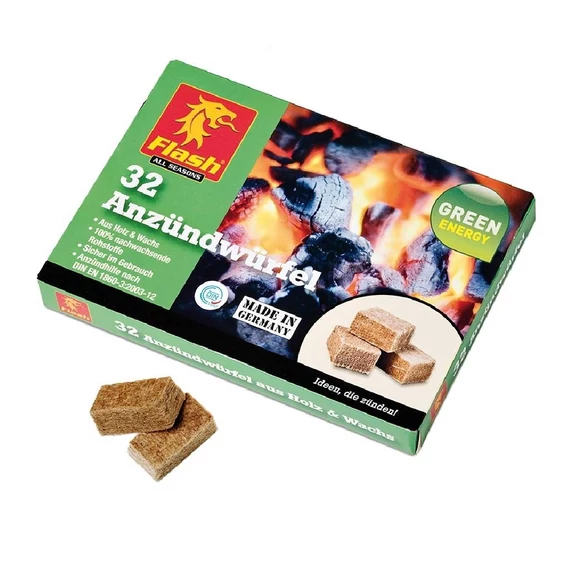Alágyújtós Flash, fa és viasz alapú 32 kockás