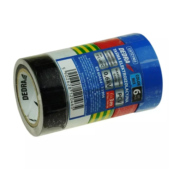 Dedra PVC szigetelőszalag készlet 19 mm x 3 m 6 db