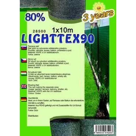 Árnyékoló háló lighttex 1 x 10 m zöld 80%
