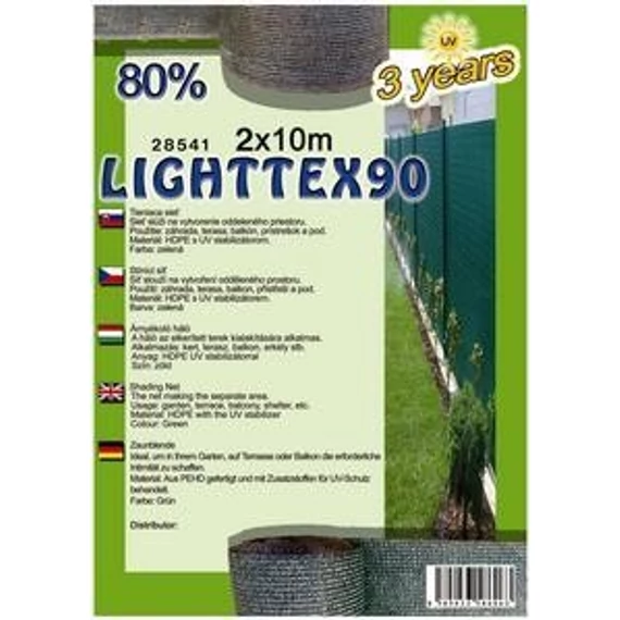 Árnyékoló háló lighttex 2 x 10 m zöld 80%