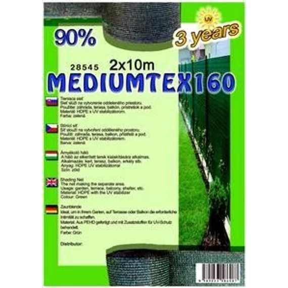 Árnyékoló háló mediumtex 2 x 10 m zöld 90%