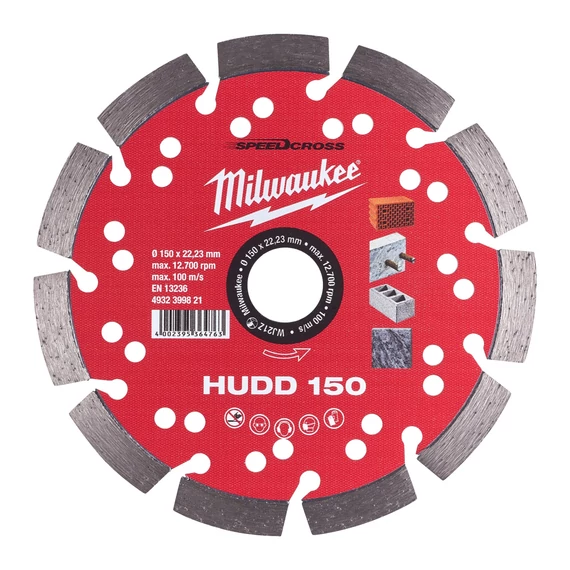 Milwaukee szegmentált gyémánt vágótárcsa 150 x 2,6 x 10 x 22,2 mm HUDD