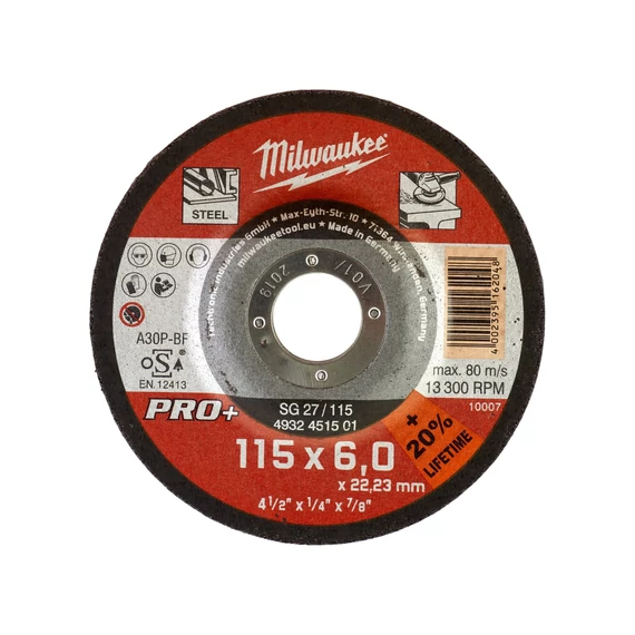 Milwaukee tisztítókorong 115 x 6,0 x 22 mm