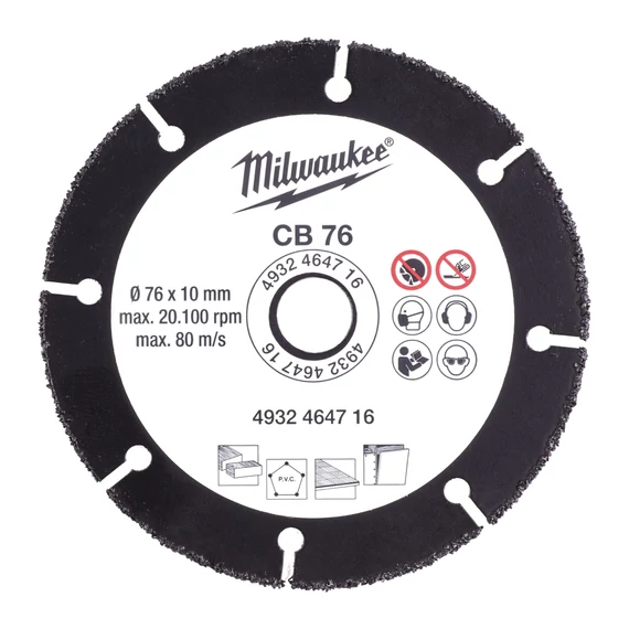 Milwaukee szegmentált karbidszemcsés gyémánt vágótárcsa 76 x 1,0 x 10 mm