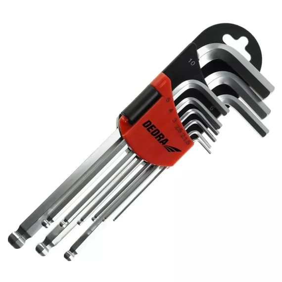 Dedra imbuszkulcs készlet 1.5-10 mm 9 db-os gömbvégű, hosszú