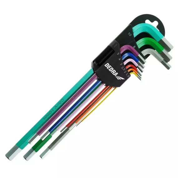 Dedra imbuszkulcs készlet 1.5-10 mm 9 db-os extra hosszú, színkódos
