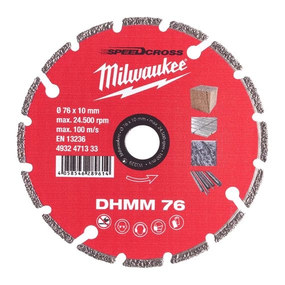 Milwaukee szegmentált gyémánt vágótárcsa 76 x 1,2 x 2,2 x 10 mm